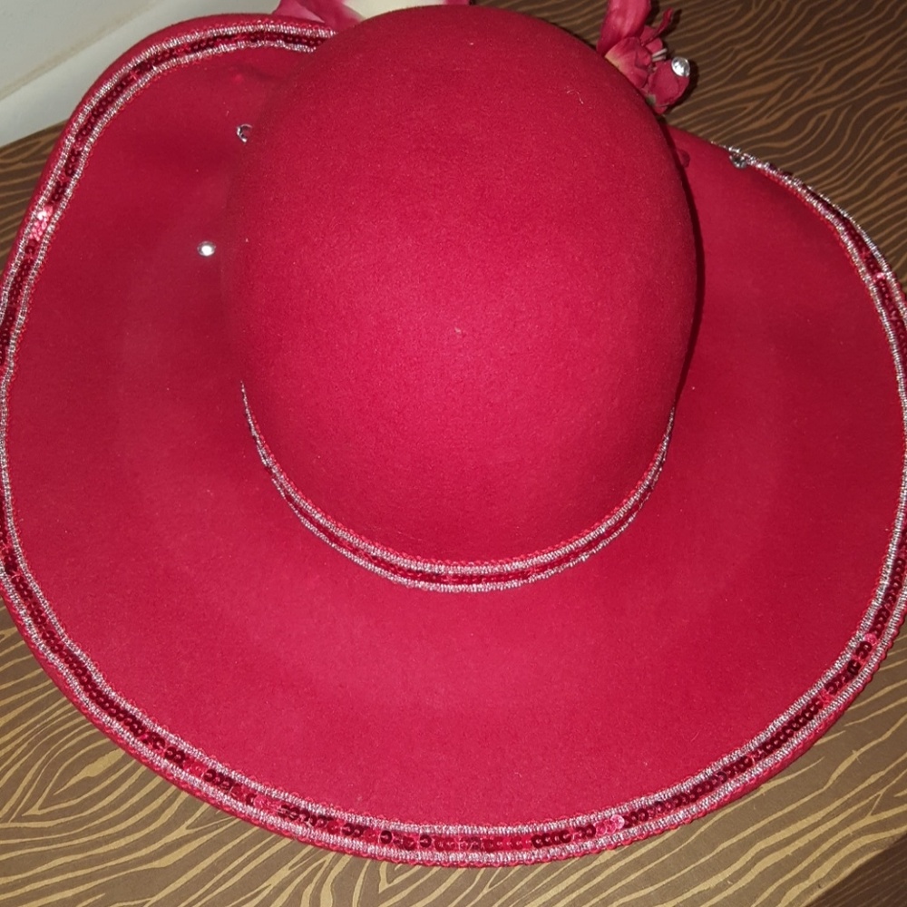 LITE 💯WOOL FELT SEQUIN RHINESTONE HAT